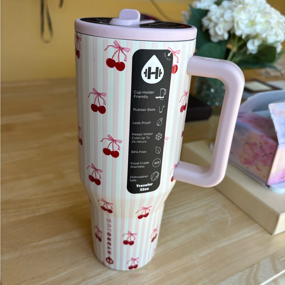 HydroJug Cherry Stripe Travel Mug